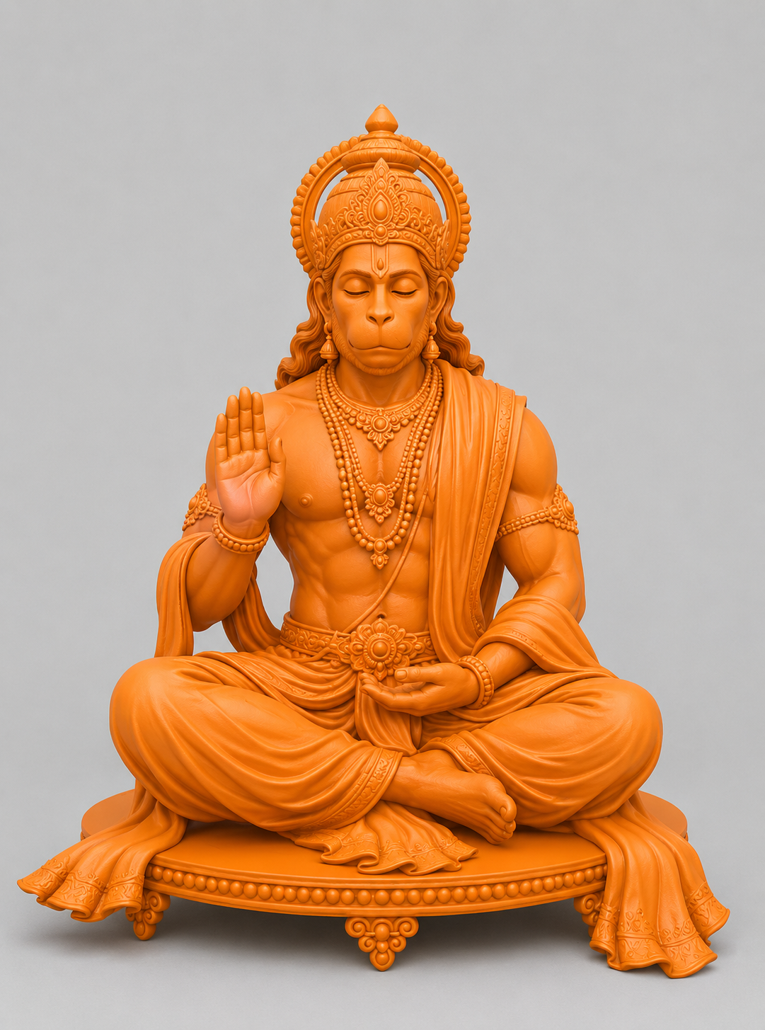 Hanuman Sitting Orange Model Ashirwad 3D Model (5 Inch)